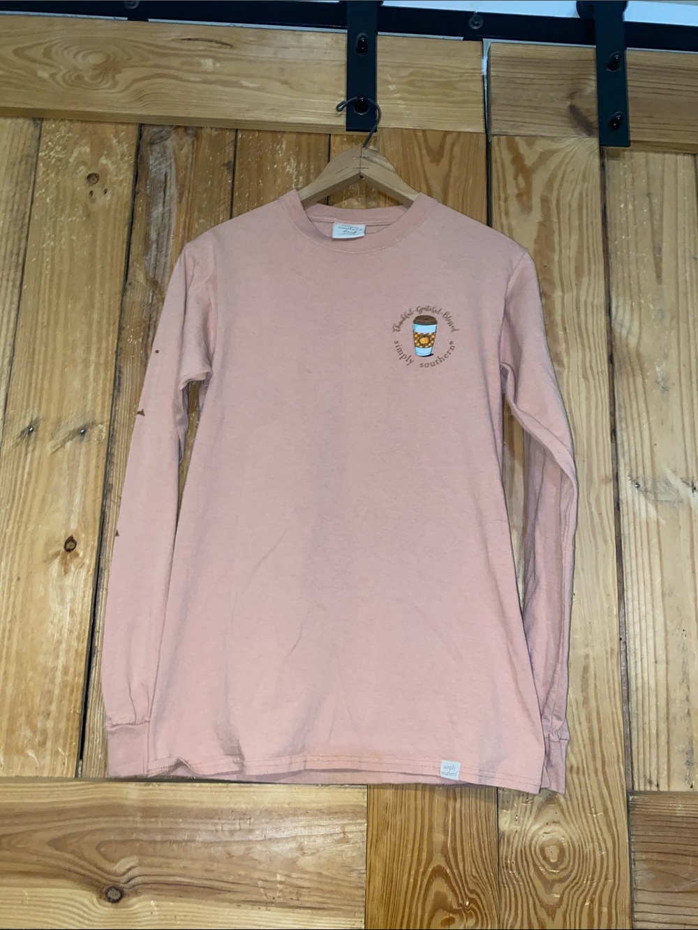 Simply Southern Dusty Pink Long Sleeve Tee with Tiny Embroidered Detail